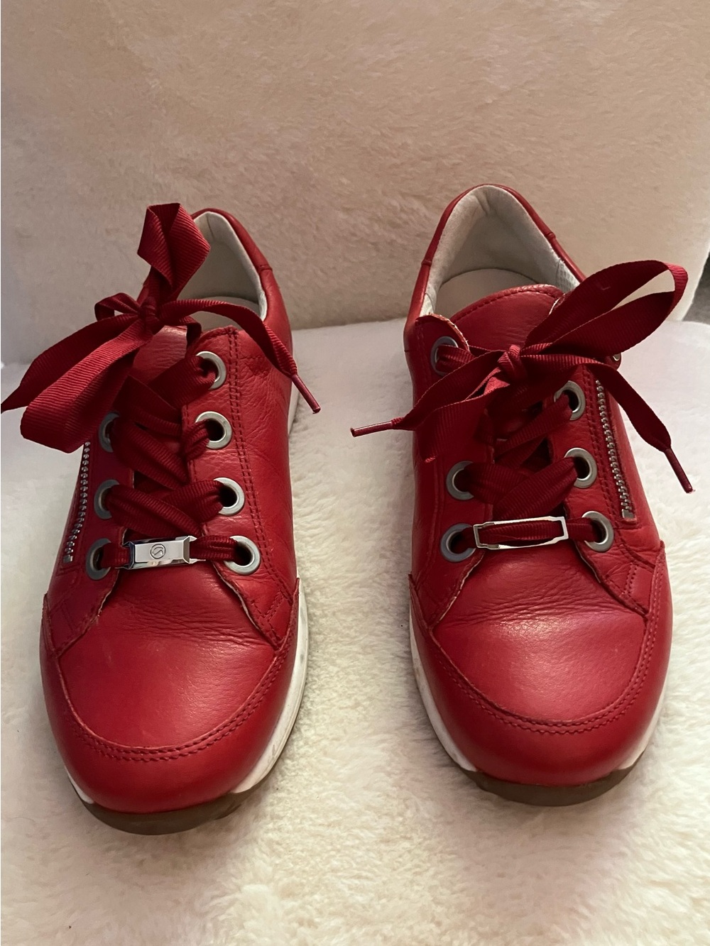 Ara Ollie Leather Side Slip Sneakers Red